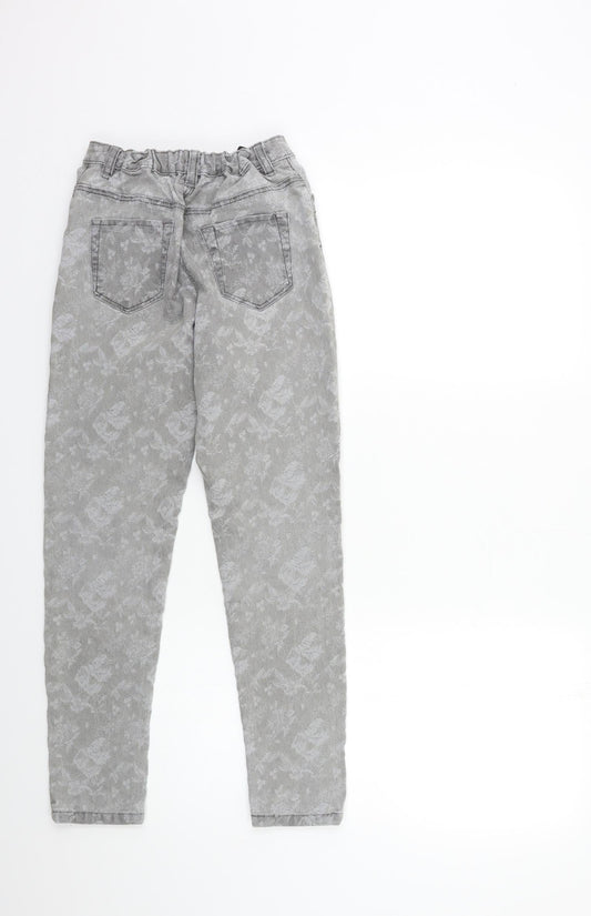 George Girls Grey Floral Denim Skinny Jeans Size 11-12 Years