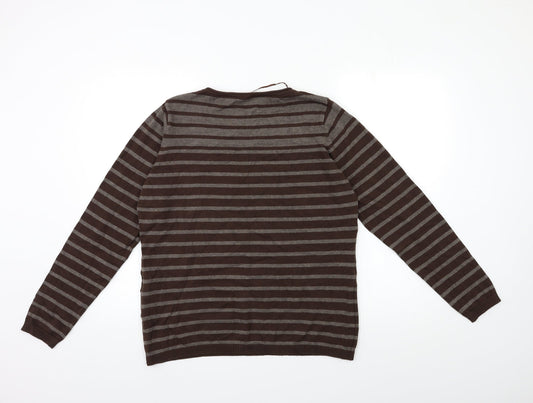 Stooker Womens Brown Striped Pullover Jumper Size 14