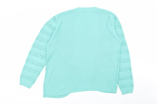 Damart Womens Green Geometric Cardigan Jumper Size 14