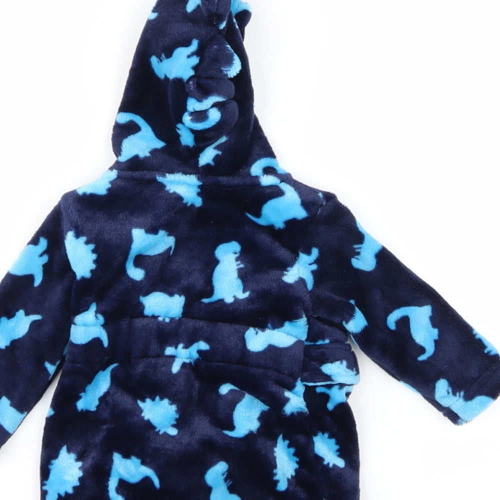 Brand and care label for Asda George boys’ black animal print babydoll robe, size 3-6, months