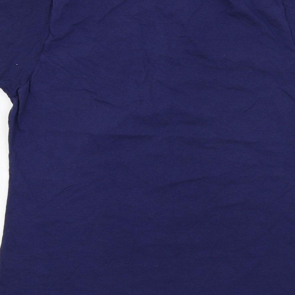 Fruit of the Loom Girls Blue Colourblock Basic T-Shirt Size L - disney