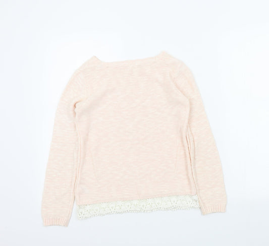 YD Girls Pink Colourblock Pullover Jumper Size 11-12 Years