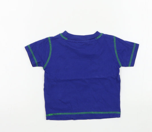 animal crazy Boys Blue Colourblock Basic T-Shirt Size 18-24 Months