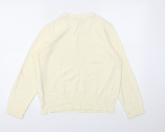 Ann McCartney Womens Ivory Pullover Jumper Size L