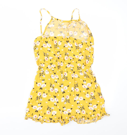 Matalan Girls Yellow Floral Bodysuit One-Piece Size 14 Years
