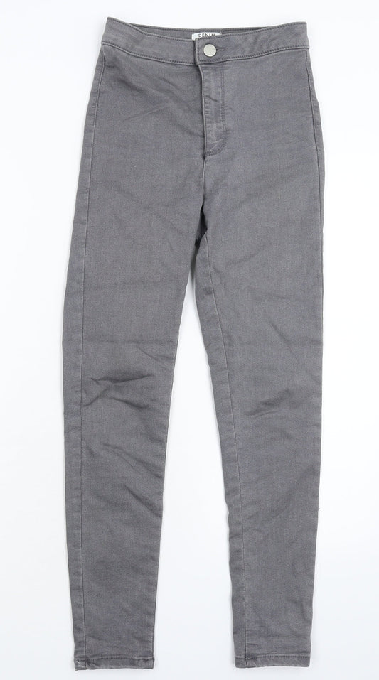 Additional front view of Miss Selfridge women’s grey denim jegging jeans, size UK 10, 25-inch leg