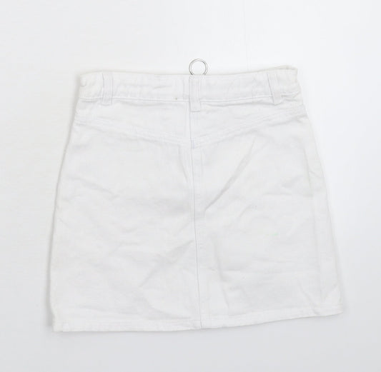 Candy Couture Girls White Denim A-Line Skirt Size 9 Years