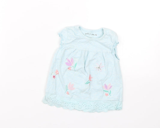 Nutmeg Girls Blue Floral Tank Dress Size 6-9 Months