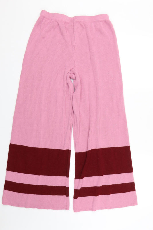 Nasty Gal Womens Pink Striped Jogger Trousers Size M L25 in