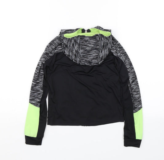 Young Dimension Girls Black Striped Full Zip Hoodie Size 8-9 Years