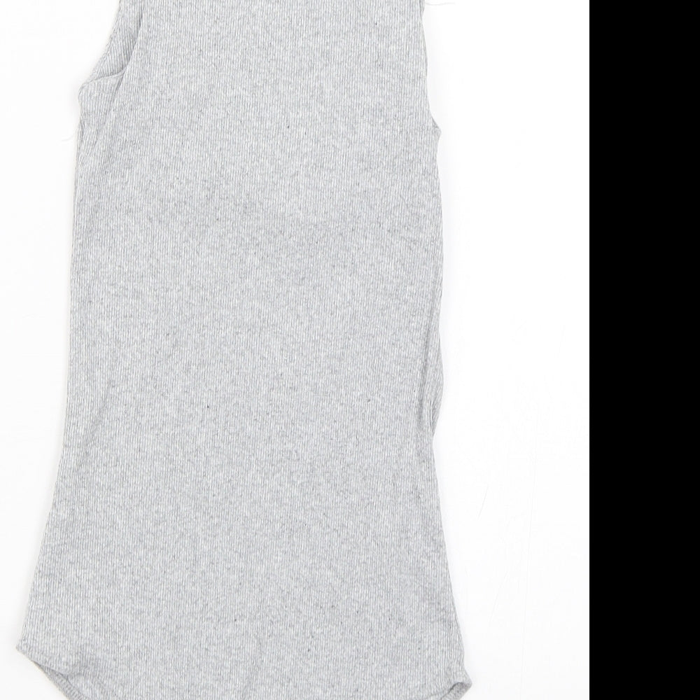 Brand and care label for I SAW IT FIRST women’s grey striped wrap tank, size UK 6