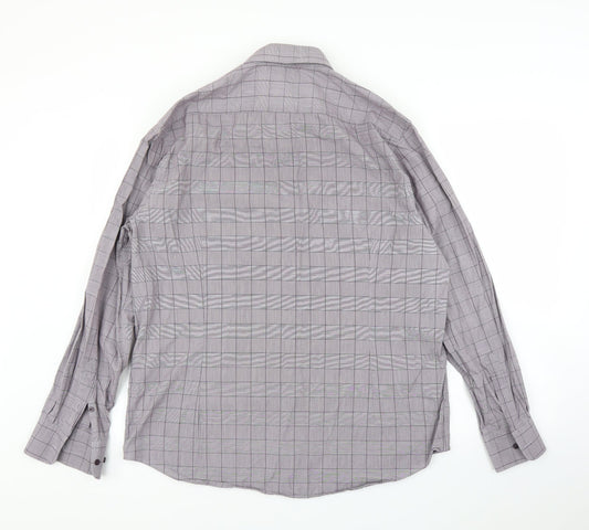 Mens UK Size 17 Debenhams Purple Button-Up Long Sleeve Casual Shirt