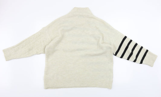 M&Co Womens Beige Striped Pullover Jumper Size M