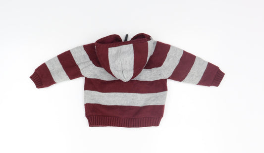 Hadleigh Girls Red Striped Full Zip Jumper Size 12-18 Months