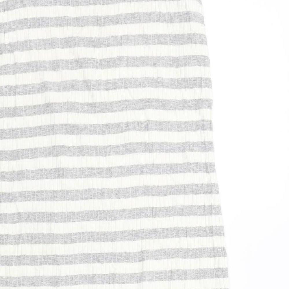 Marks and Spencer Womens Grey Striped A-Line Size 12