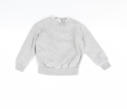 Preworn Girls Grey Pullover Jumper Size 4 Years - Barbie