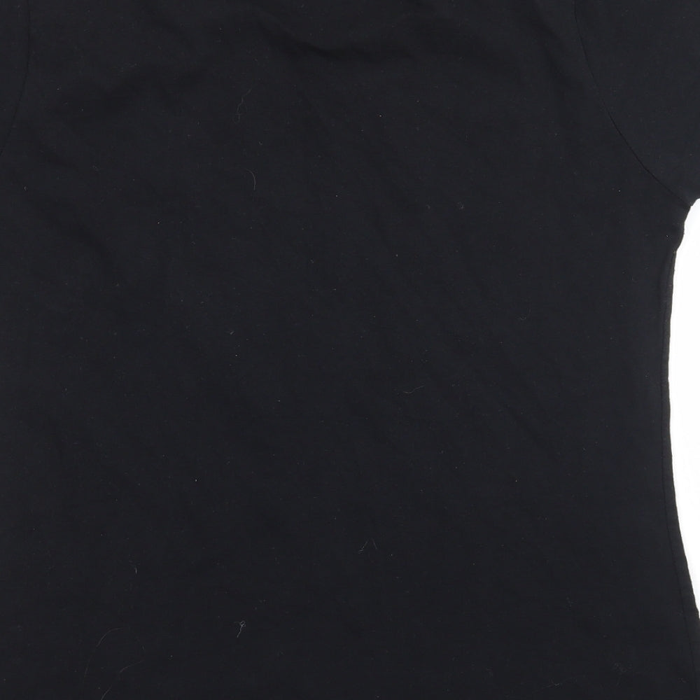 Womens UK Size M Fruit of the Loom Black Basic T-Shirt