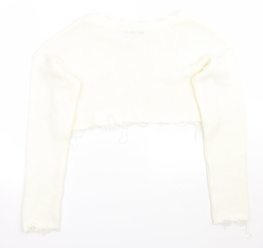 Womens UK Size S PRETTYLITTLETHING White Pullover Jumper
