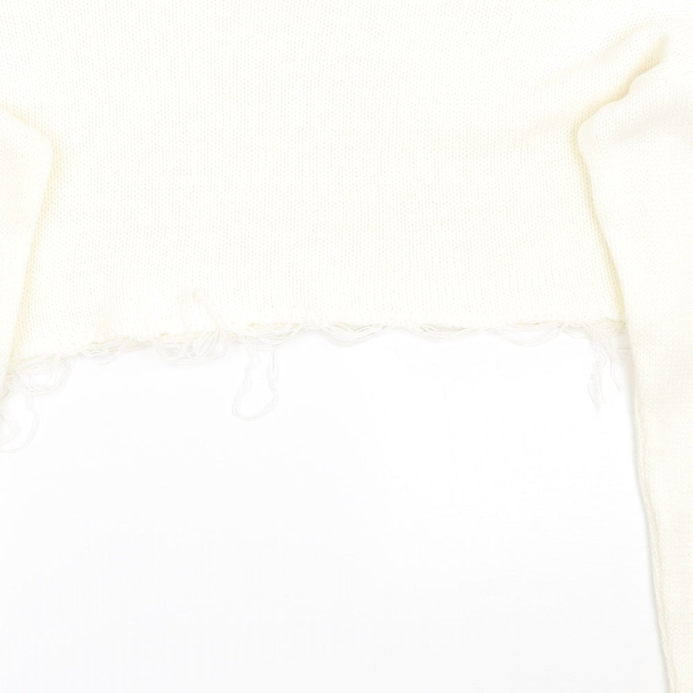 Womens UK Size S PRETTYLITTLETHING White Pullover Jumper