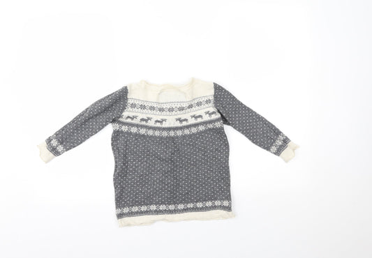 Heritage Girls Grey Polka Dot Pullover Jumper Size S