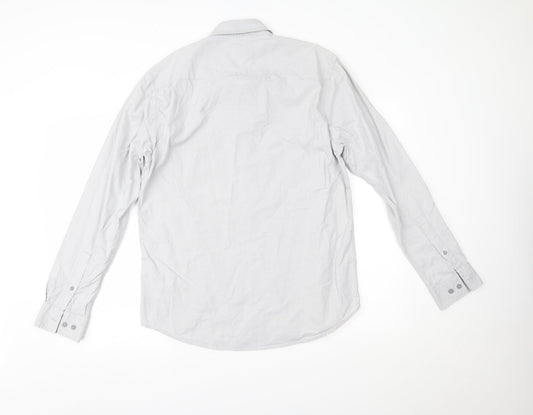 Mens UK Size L ONLY & SONS Grey Button-Up Long Sleeve Casual Shirt