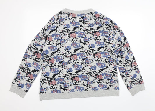 Loungewear Womens Grey Floral Pullover Jumper Size M