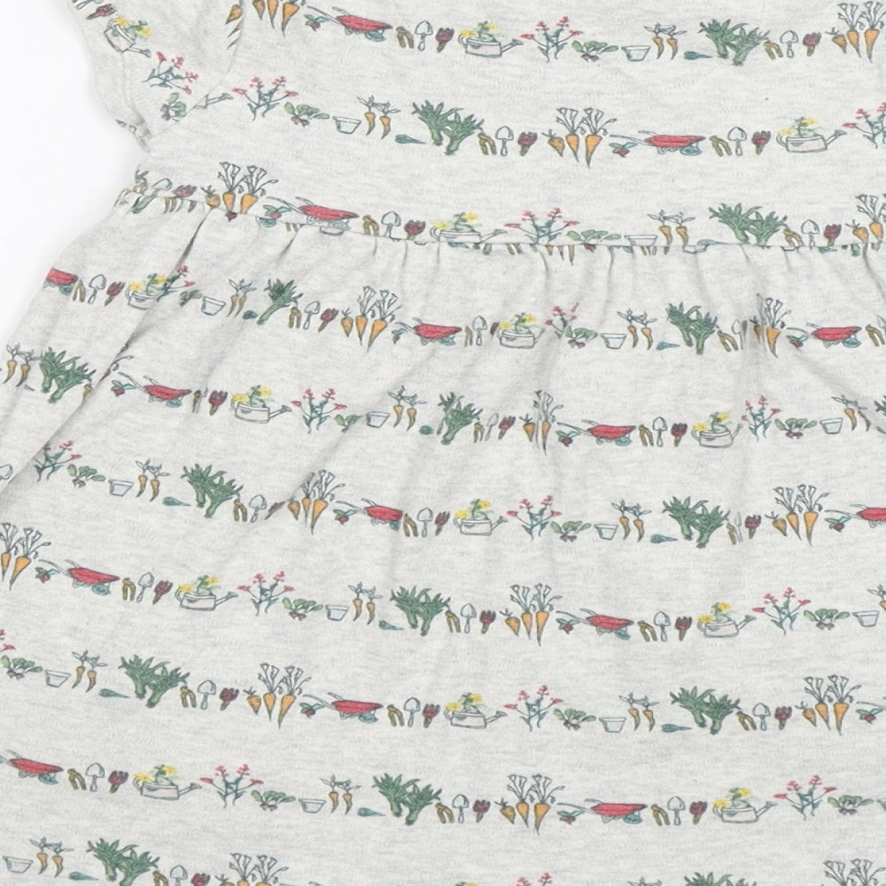Brand and care label for Mini Club Baby Grey Floral Shift, size 9-12, Months