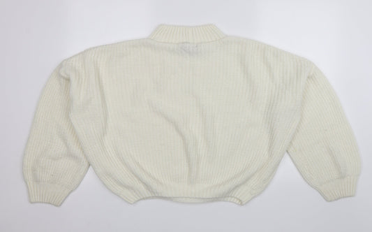 Womens UK Size M PRETTYLITTLETHING White Pullover Jumper