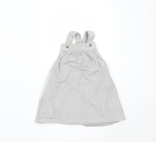 Marks and Spencer Girls Silver Corduroy Pinafore/Dungaree Dress Size 3-6 Months