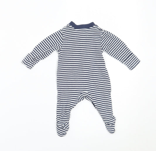 Marks and Spencer Girls Blue Striped Babygrow One-Piece Size Newborn - BUILT IN MITTENS