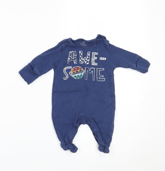 NEXT Boys Blue Babygrow One-Piece Size Newborn - BUILT IN MITTENS