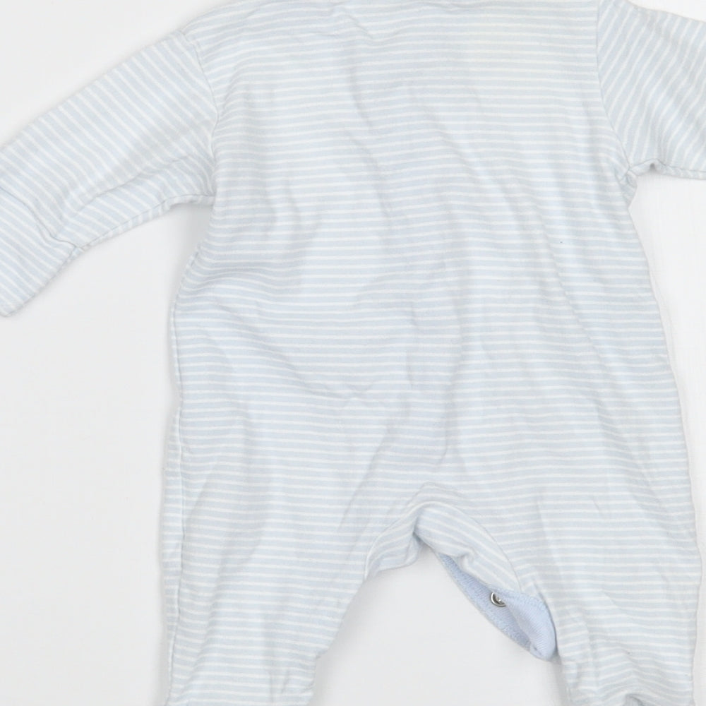 NEXT Boys Blue Striped Babygrow One-Piece Size Newborn - BUILT IN MITTENS