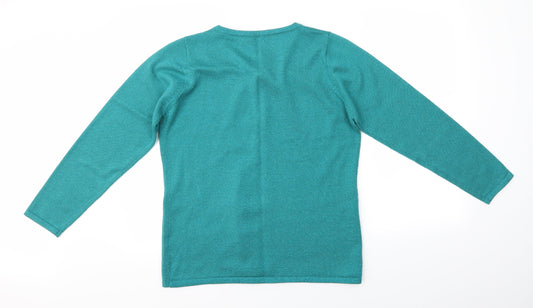 BM Collection Womens Blue Cardigan Jumper Size S