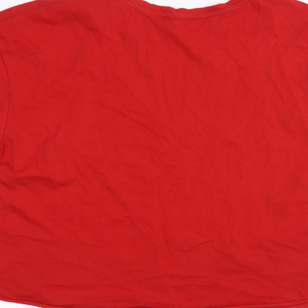 Womens UK Size L Boohoo Red Basic T-Shirt