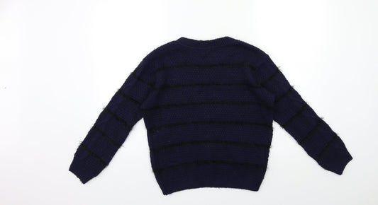 River Island Girls Blue Knit Pullover Jumper Size 9 Years