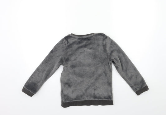 H&M Girls Grey Fleece Top Pyjama Top Size 5-6 Years