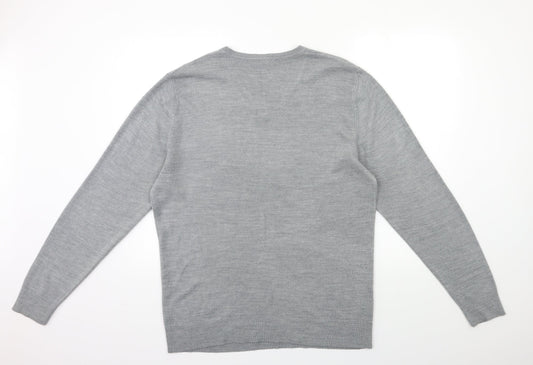 George Mens Grey Knit Pullover Jumper Size M