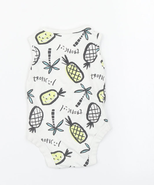 TU Baby White Romper One-Piece Size 0-3 Months - Pineapple print