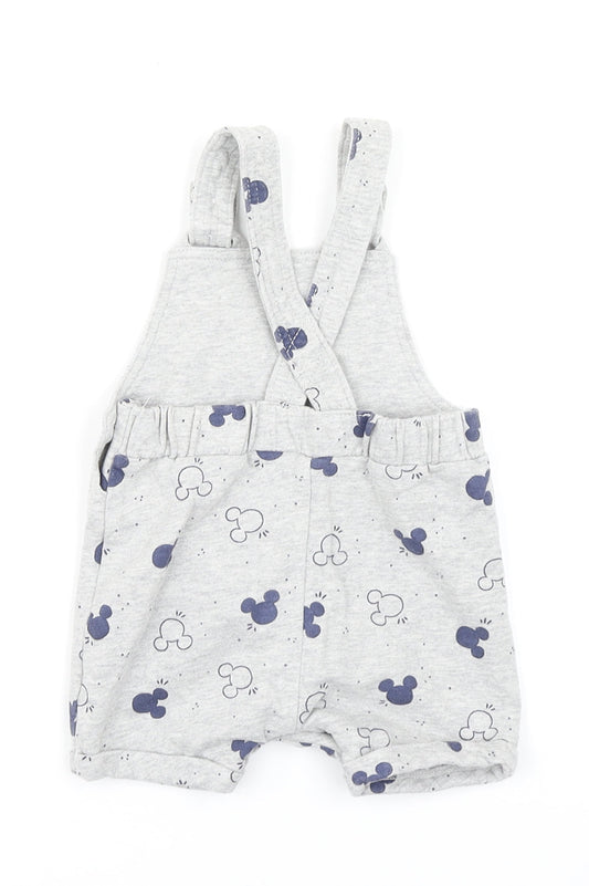 George Boys Grey Spotted Dungaree One-Piece Size 0-3 Months - Mickey Mouse
