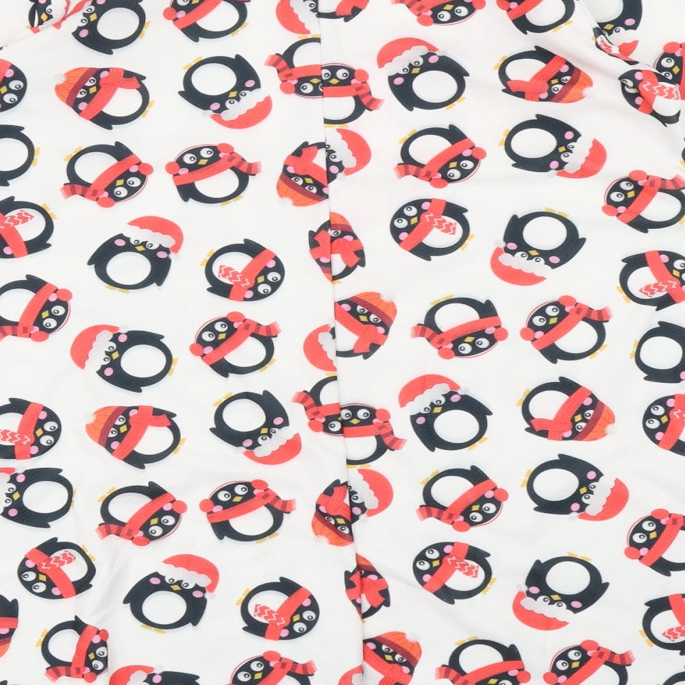 MissLook Womens White Fit & Flare Size 6 - Christmas Penguin