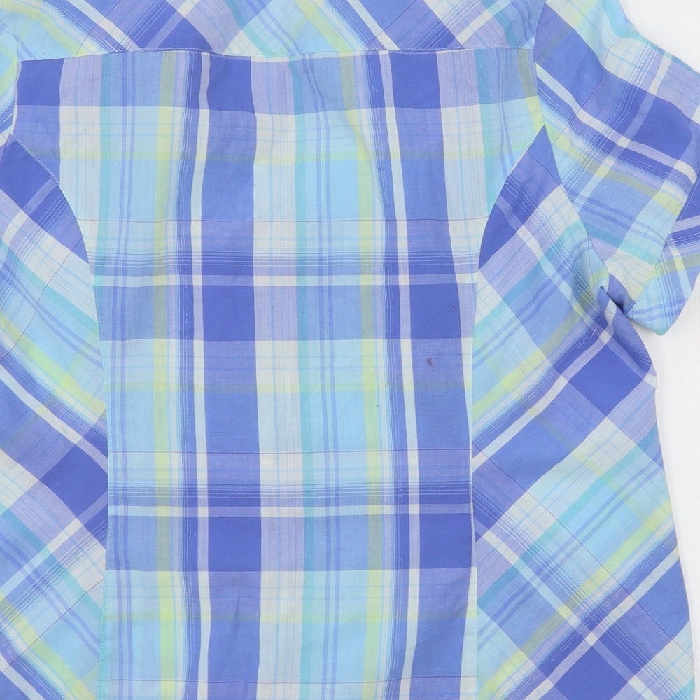 EWM Womens Blue Plaid Basic Button-Up Size 16