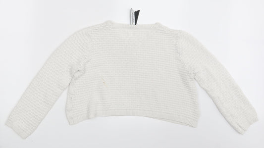 Womens UK Size S Pull & Bear White Pullover Jumper