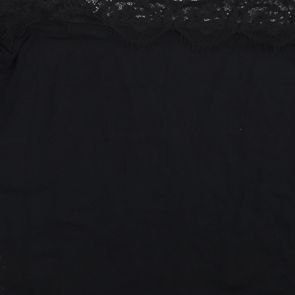 Preworn Womens Black Floral T-Shirt Dress Size 16