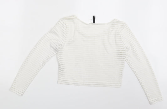 Womens UK Size M Divided White Cropped T-Shirt