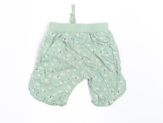 NEXT Girls Green Floral Cropped Trousers Size 3-6 Months