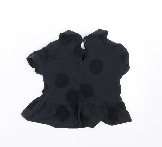 NEXT Girls Black Polka Dot Basic T-Shirt Size 9-12 Months