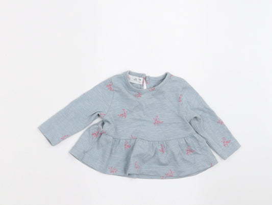 Zara Girls Blue Floral A-Line Size 0-3 Months
