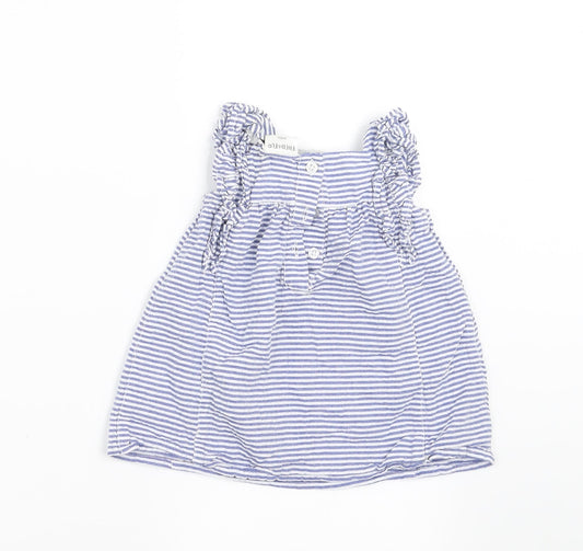 F&F Girls Blue Striped A-Line Size 3-6 Months