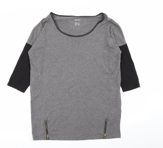 Womens UK Size 10 ESMARA Grey Basic T-Shirt