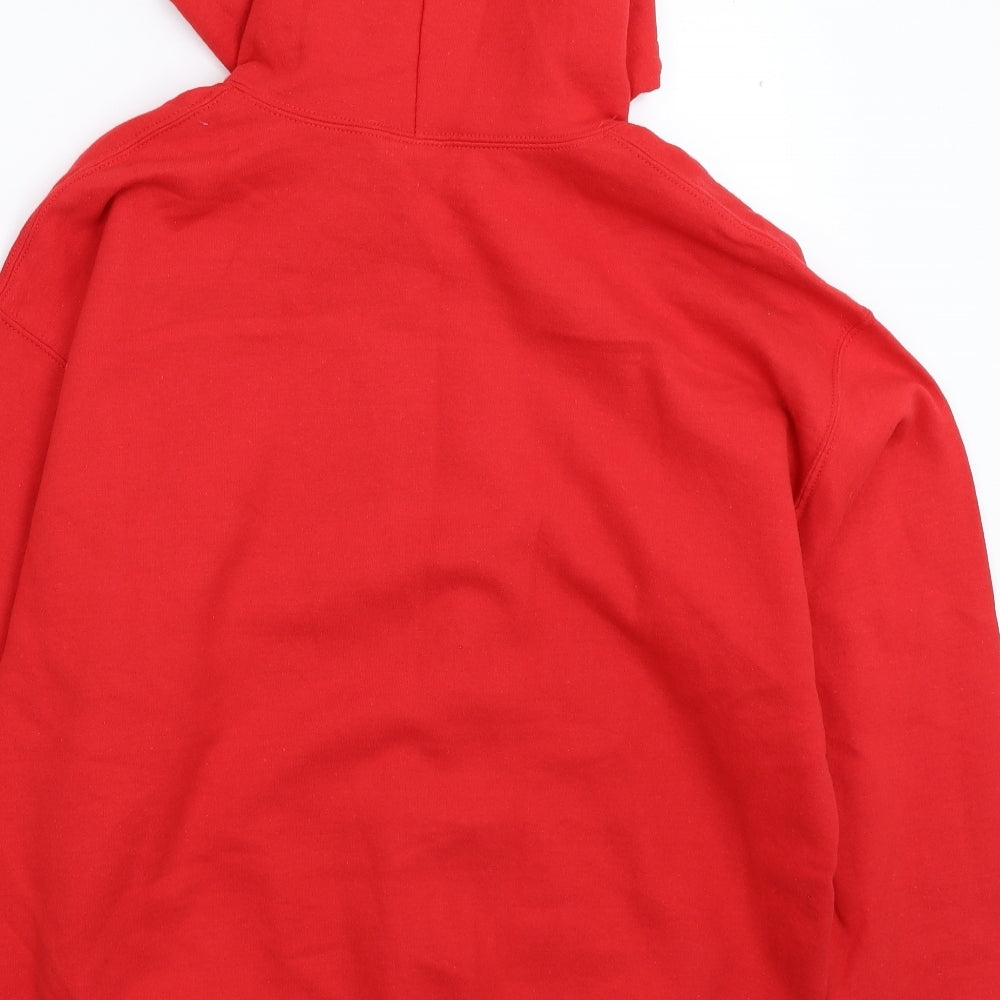 Mens UK Size L Gildan Red Pullover Hoodie